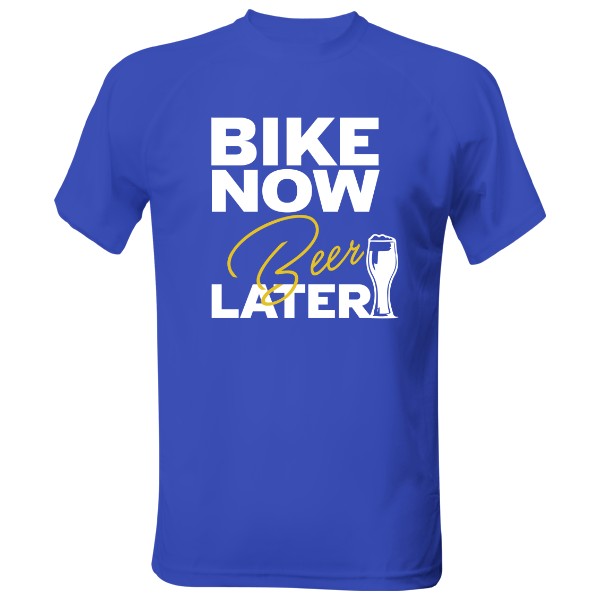 Pánske funčné tričko s potlačou Bike now, beer later